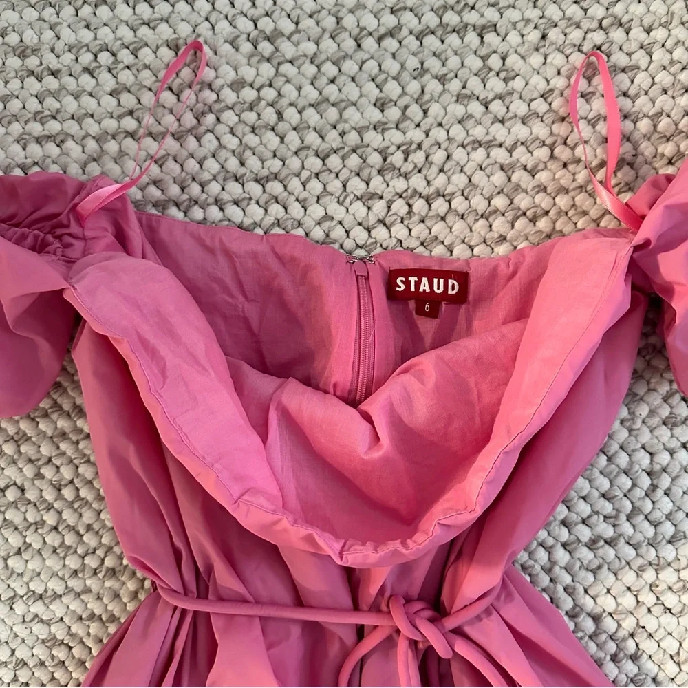 STAUD Ash Off the Shoulder Pink Mini Dress - Picture 5 of 6